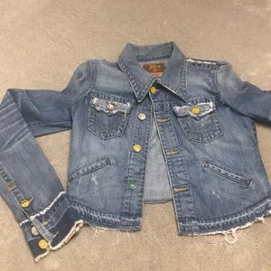 True Religion cropped distressed jean jacket